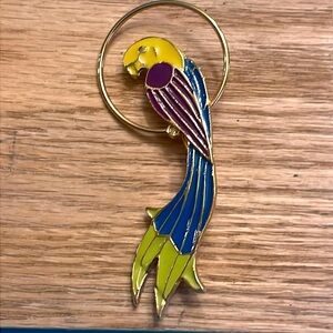 Vintage enamel parrot brooch scarf pin